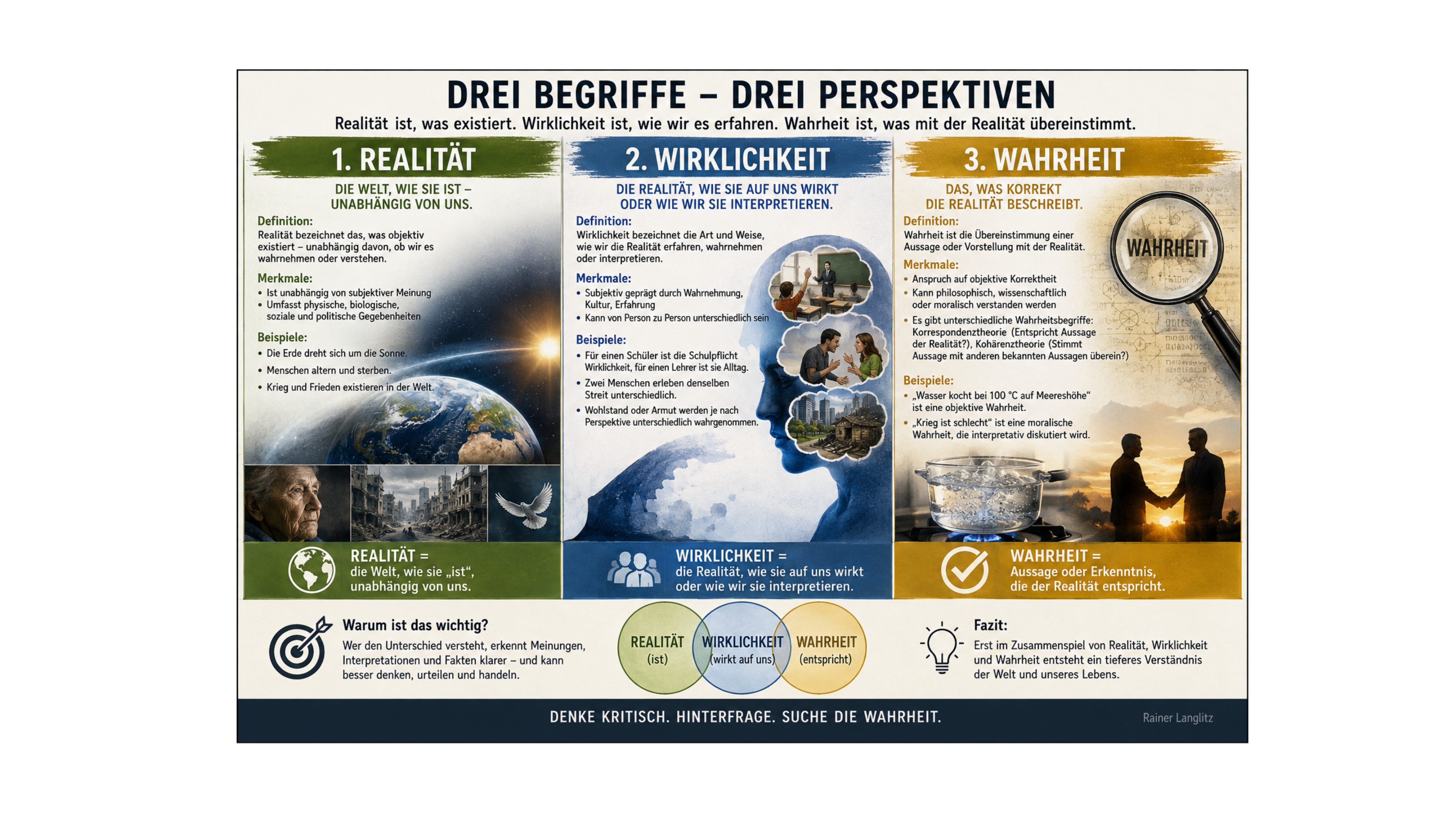Die Begriffe Wahrheit, Realität und Wirklichkeit