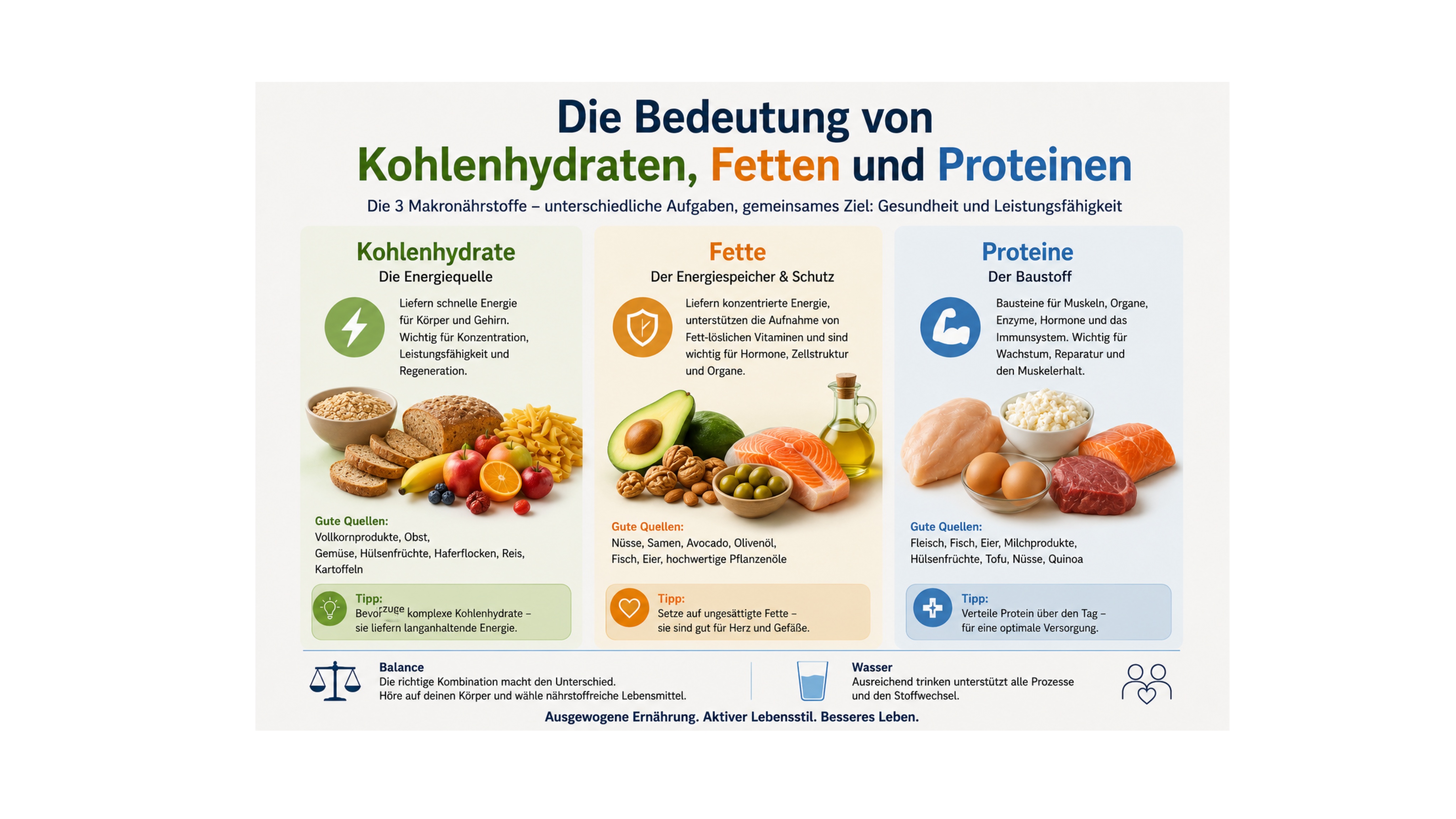 Die Bedeutung von Kohlenhydraten, Fetten und Proteinen