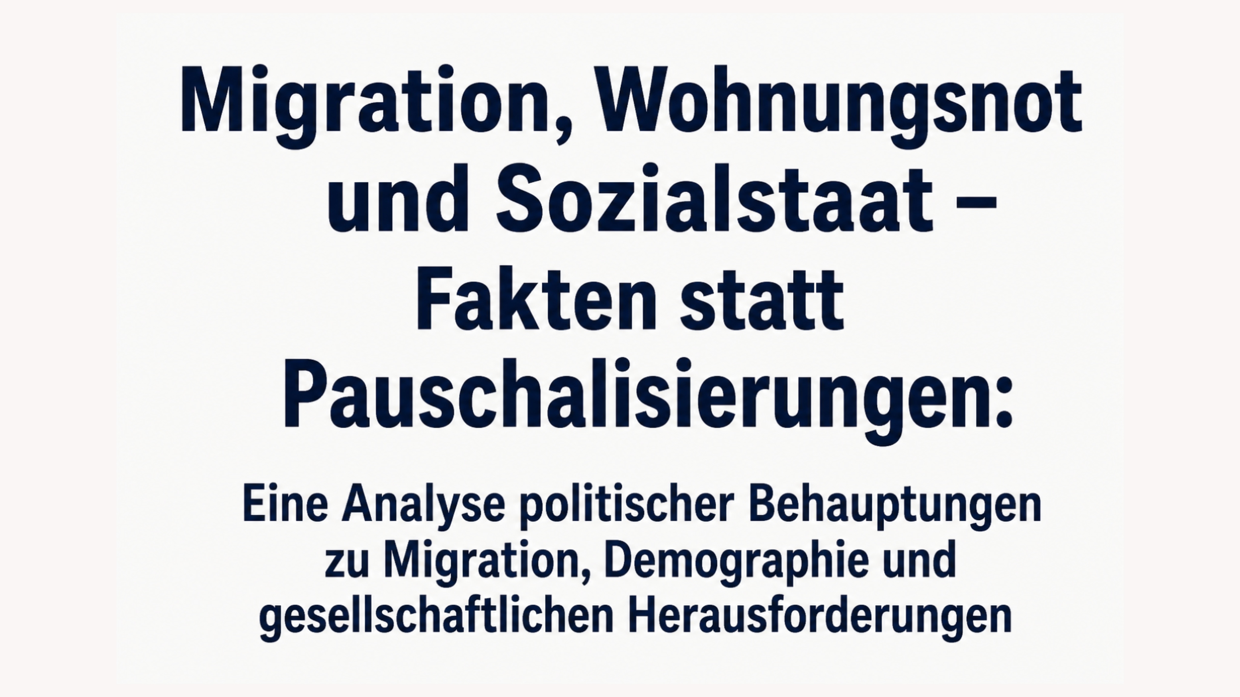Migration, Wohnungsnot und Sozialstaat – Fakten statt Pauschalisierungen: Eine Analyse politischer Behauptungen zu Migration, Demographie und gesellschaftlichen Herausforderungen